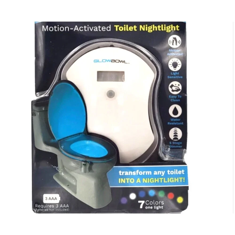 Glowbowl Motion Sensor LED Toilet Night Light Color Changing Bathroom Bowl Light